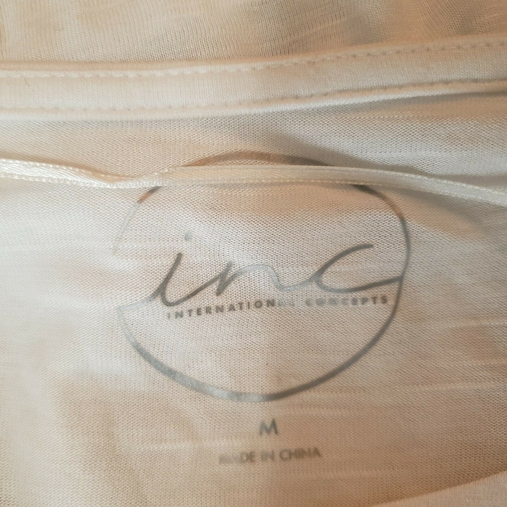 INC White Long Sleeve Top with Sequin Stars - Picture 5 of 7